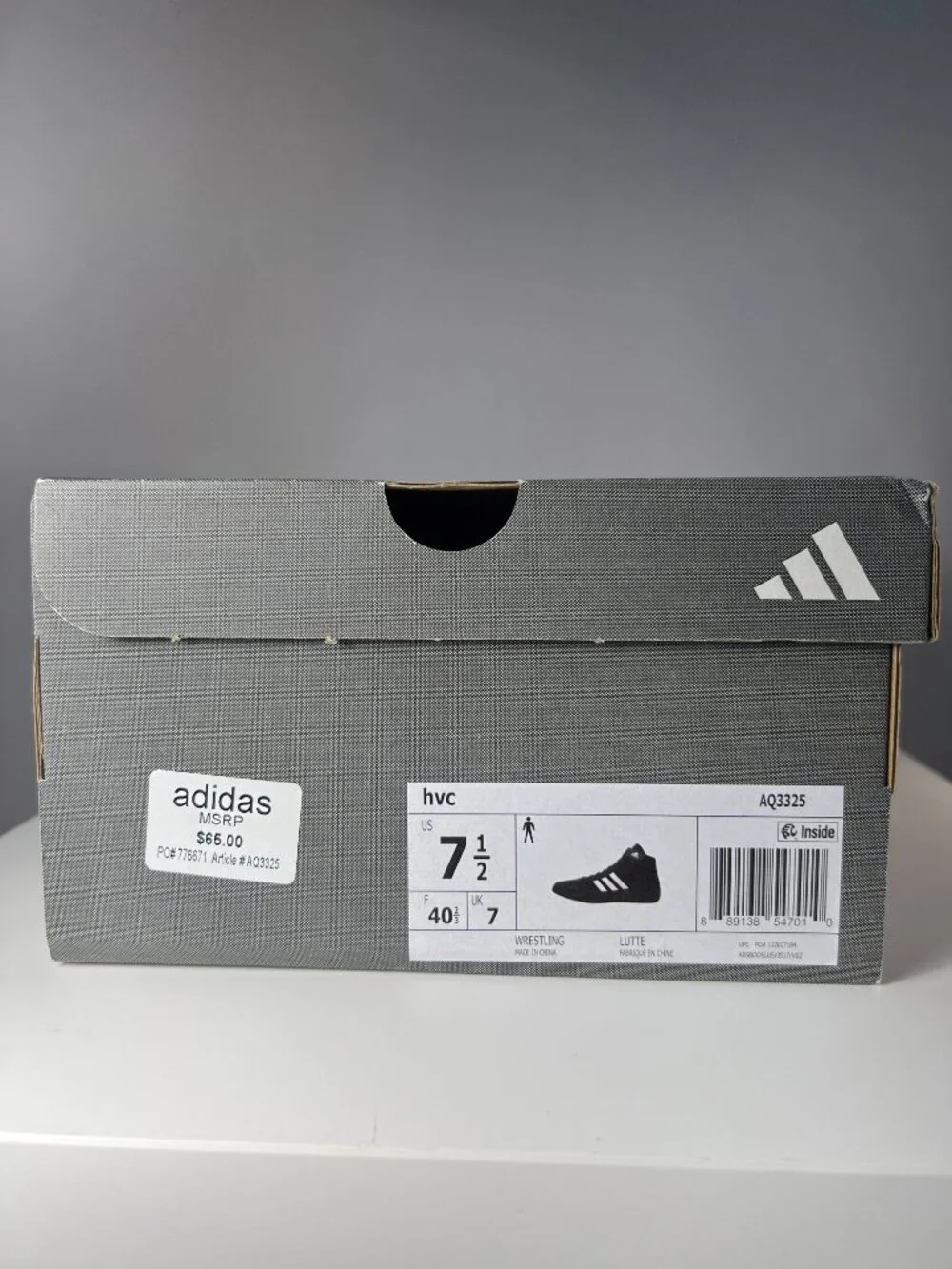 Adidas HVC 2 Wrestling Shoes Black/White AQ3325 - Size 7.5 US NWT